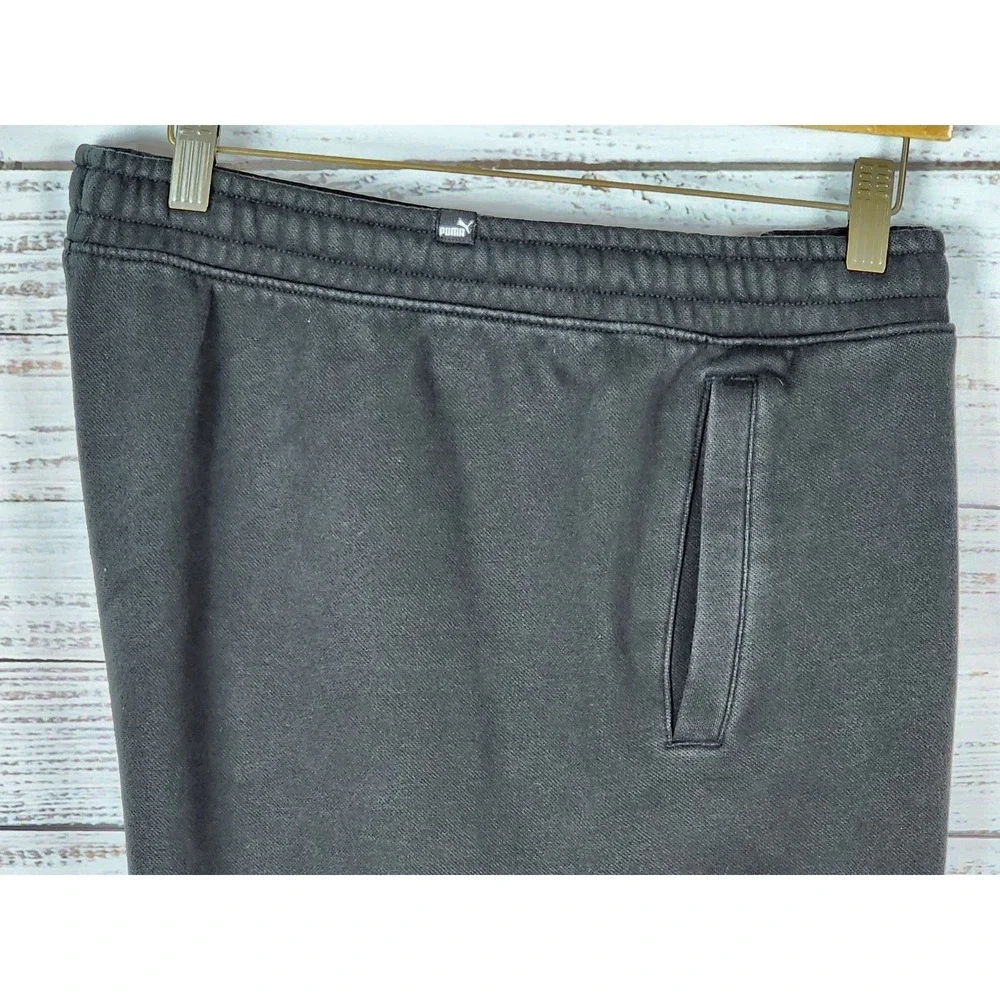 Puma Fleece Sweat Shorts Mens XL Black Athletic Elastic Draw String Pockets